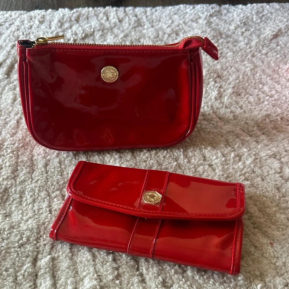 Red Patent Leather make up bag set